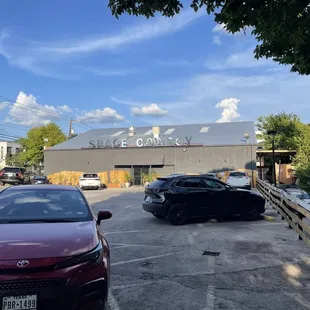 Outside. They have a private lot for customers