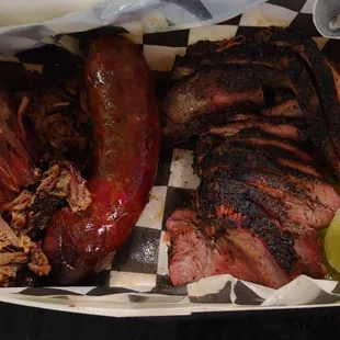 Left to right... brisket, hot link, tri-tip