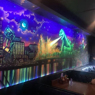 a view of a city at night