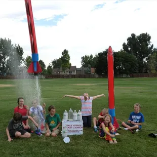 The joy of a double launch of our air/water nine foot rockets. We have joy!!