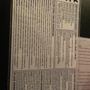 a close up of a space bar menu