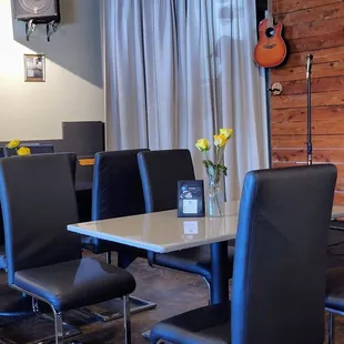 Live music space; stylish and comfortable seating...