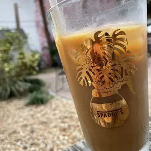 a glass of iced coffee