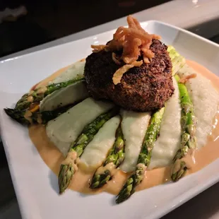 Special V-Day Dinner USDA Prime Ribeye, wasabi mashed potatoes, roasted asparagus and beer mustard sauce