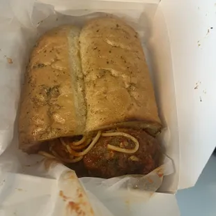 Spaghetti &amp; Meatballs Sandwich