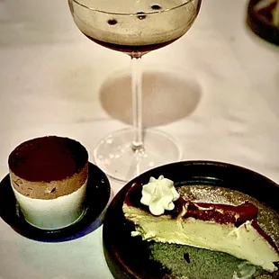 Soufflé, Basque cheesecake, chocolate martini