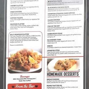 Menu 10/24 Seafood, Pasta and Dessert