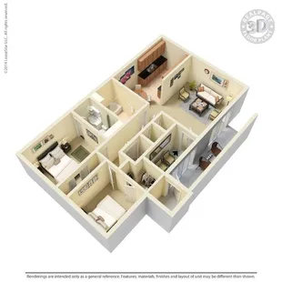 2X1: 2 Bedrooms, 1 Bathroom, 865 sq. ft.