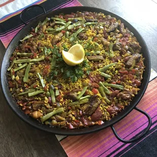 Chicken and pork paella