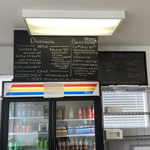 a menu on the wall