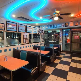 the interior of a diner