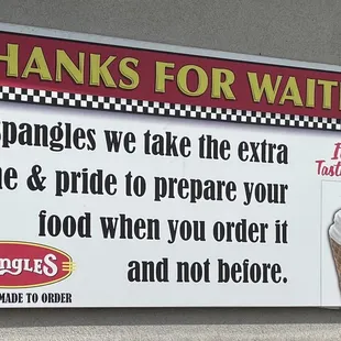 Sign by drive thru