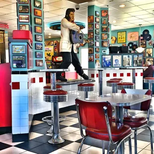 the interior of a diner
