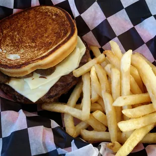 Sourdough mushroom swiss burger