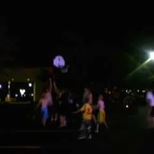 Grand opening. Basket ball at 11pm in parking lot.