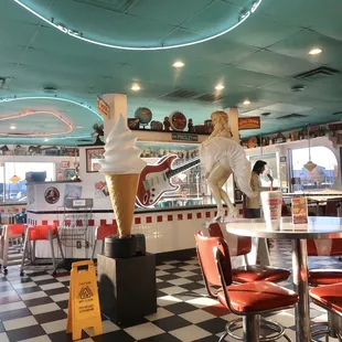 the interior of a diner