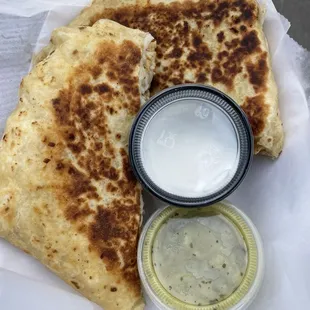 Crunchy Quesadilla + side of sour cream