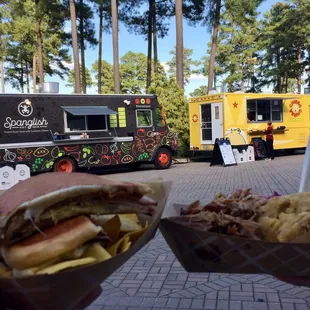 Cuban sandwich to the left, mofongo on the right.