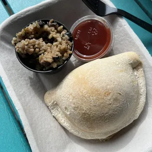 Empanada with rice and beans