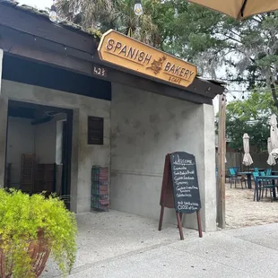the entrance to the restaurant