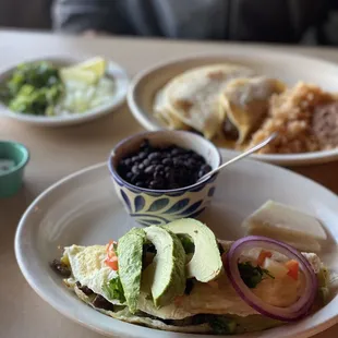 Veggie Omelette breakfast Barbacoa Taco plate