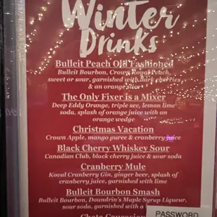 Winter Drinks Menu