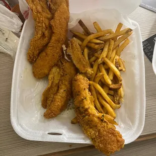 fried chicken and french fries