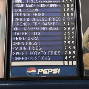 the menu for the restaurant