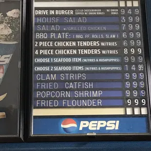 the menu for the restaurant