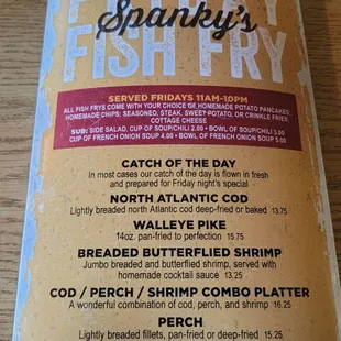 Friday fish fry options as of 8/13/2021