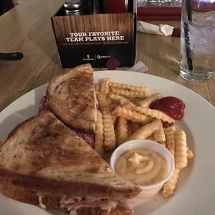 Hot Reuben with Crinkle Fries