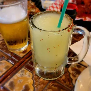 Happy hour Marg with tajin around the rim