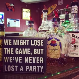 bottles of alcohol on a bar