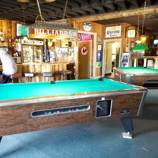 Pool tables located in the front seating area.