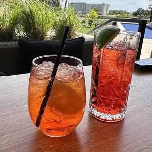 Aperol spritz and vodka/cranberry