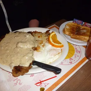 Chicken fried steak smothered in gravy
