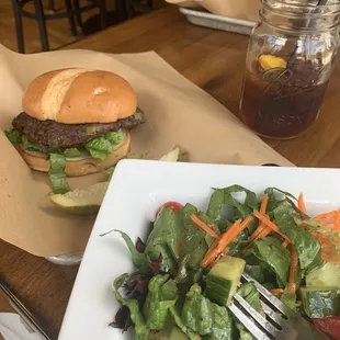 blank bean burger (no cheese) and side salad