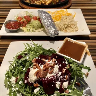 Our beautiful spread of food! Fajitas &amp; Beet Salad!