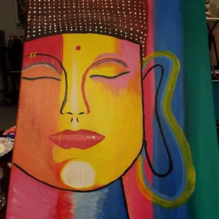 Used a lot of colors for this fun piece. No matter how bad you think you're doing, once it's done, you'll find it all worked out in the end