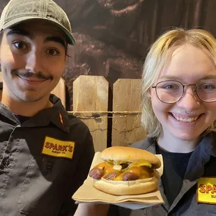 Locally-sourced all-beef hot dog burger, served by a delightful crew