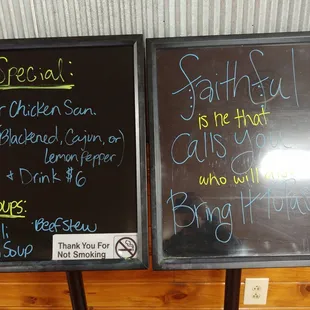 menus on a blackboard