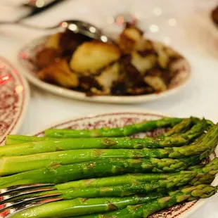 a plate of asparagus