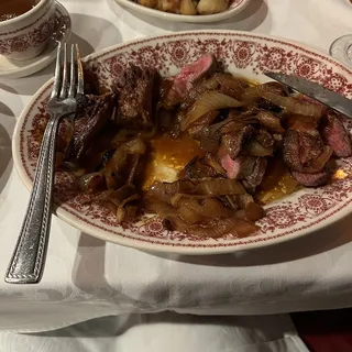 Sliced Steak with Sauteed Onion & Peppers