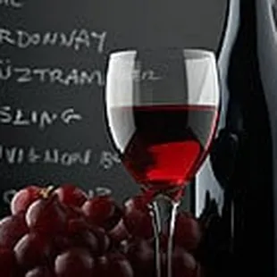 a glass of wine and grapes