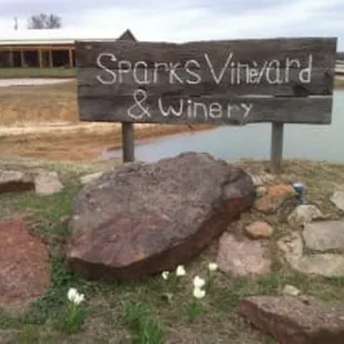 a sign for sparks vineyard and winery