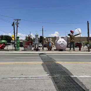 Several vintage displays out front.