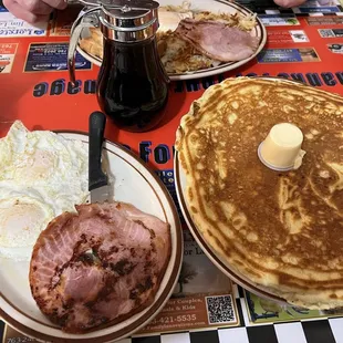 8. Sparky&apos;s Breakfast with Choice of Meat. This is the 8a, the smaller version, with eggs, ham, and blueberry pancake