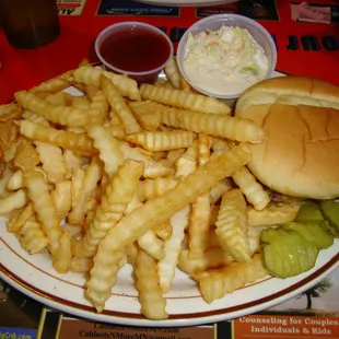 Sparky&apos;s Burger &amp; fries - pretty good - and a lot of food for the money.