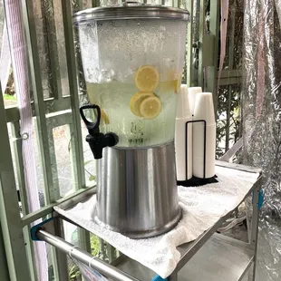 Cold lemon/lime water dispenser.