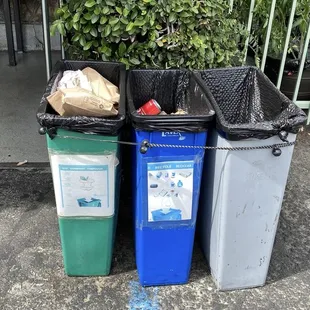 Always waste streams separated into organics, recycling, and garbage doing their part to divert.